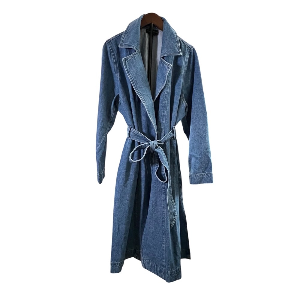 Lane Bryant Denim Trench Coat Belted Midi Jacket Plus Size 20